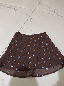 Coffee brown floral mini skirt