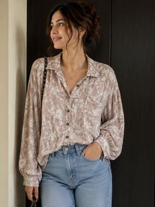 Chic Floral Print Button-Down Shirt