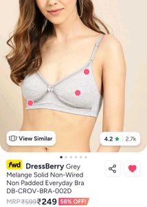 Dressberry Grey Solid Non-wired Bra! 🤺