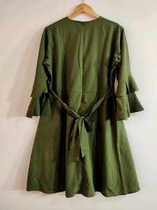 Women Moss Green Short Dress