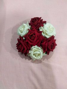 Elegant Red &amp; White Rose Hair Bun
