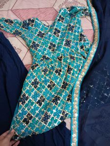 Blue &amp; Green Ethnic Kurta Set