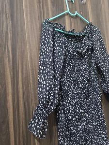 Chic Off-Shoulder Dalmatian Print Top