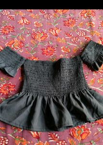 Smocked Off-Shoulder Peplum Top