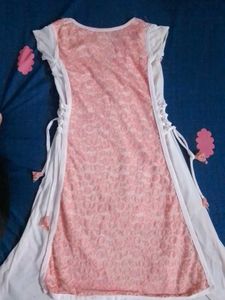 Elegant Pink &amp; White Kurti