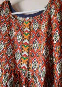 Ikkat Pattern Embroidered real mirror work
