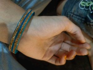 Stunning Teal &amp; Gold Bangles
