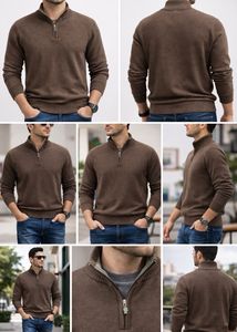 Blackberrys Original Brown Quarter-Zip Knit Sweate