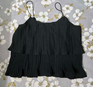Black Pleated Camisole Top