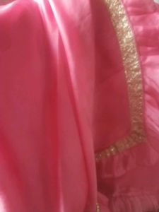 Stunning Pink Saree with Ruffled Border