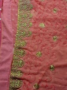 Peach Embroidered Saree used