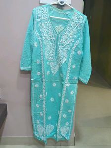 Turquoise Chikankari Kurta