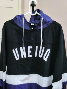 💥BUY1GET1💥 IMPORTED black and purple color block anorak hooded sweatshirt