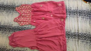 Beautiful Pink Kurta Set with Gold Embroidery