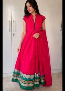 Elegant Pink Anarkali Kurta Set
