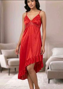 Lace Trim Velvet Nightgown