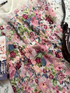 Floral Print Sheer Overlay Dress