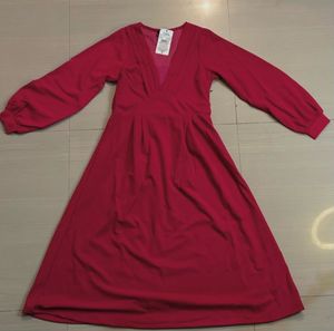 Shein Deep V Neck Cuffed Dress