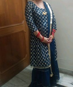 newly sharara suit with embroidery and stars work and also duptta work with lase