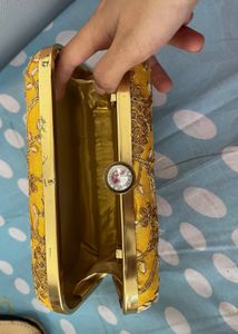 Yellow Embroidered Clutch