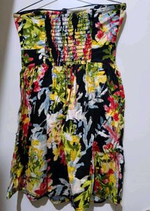 Boho Floral Strapless Dress