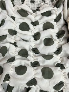 Polka Dot Smocked Ruched Top