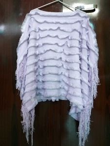 Lavender Fringed Poncho/ Cape
