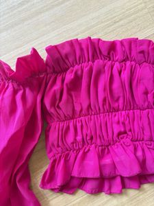 Magenta Smocked Off-Shoulder Top