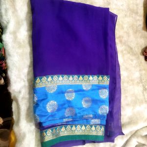 Elegant Blue &amp; Purple Sari