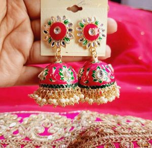 Gorgeous Kundan earrings -Pink