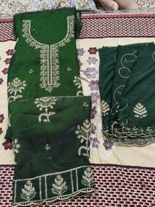 Elegant Green fandy silk suit heavy embrodered