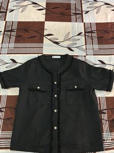 Korean Style Black Top with Half sleeves