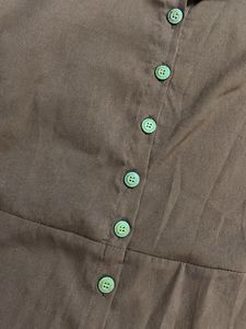 Elegant Brown Button-Up Dress