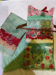 Lawn pakistani kurta set with cotton dupatta