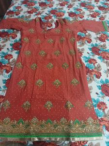 Embroidered Red Salwar Suit