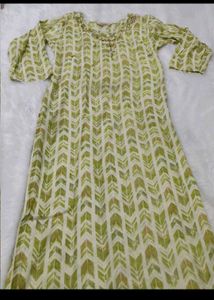 Green Printed Kurta with Pants Set