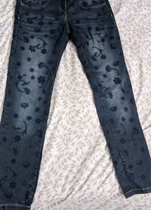 Low Waist Flowers Design Deni