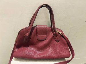 Maroon Textured Handbag