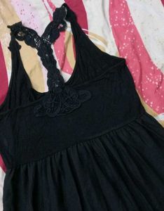 Black Ruffle Hem Midi Dress