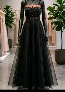 Elegant Black Embellished Evening Gown