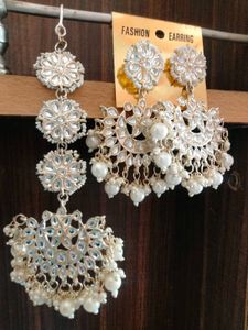 Kundan jhumka and mangtika set
