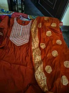 Elegant Orange Kurta Set with Dupatta