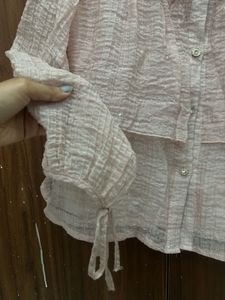 Sheer Ruffle Neck Blouse