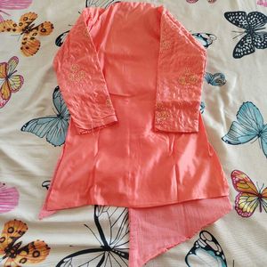 Boys Peach Embroidered Sherwani