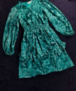 Chic Green Printed Dress