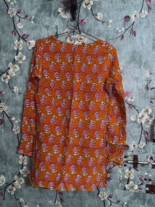 yellow mustard Floral Print Kurta