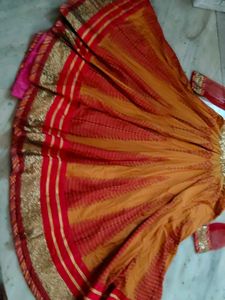 Orange Anarkali Gown with Dupatta