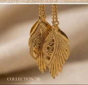 Exquisite Gold Bangles with Leaf Charms
