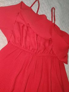 Red Ruffle Wide-Leg Jumpsuit