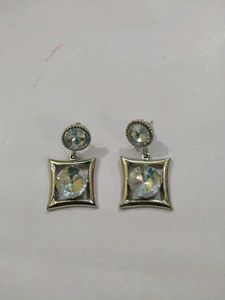 Beautiful Silver Plated Earrings With Big White St